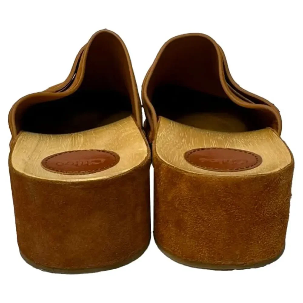 Chloé Joy Studded Clogs in Brown Suede - Picture 3 of 10